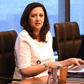 Ms Palaszczuk addresses her new-look cabinet.