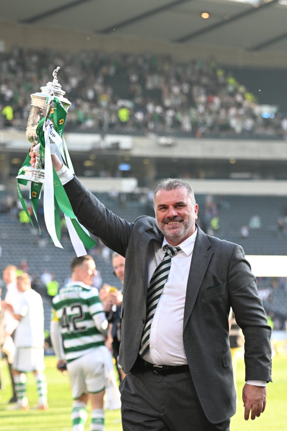 Brandishing the trophy after Celtic’s Scottish Cup final win last year.