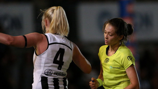 Sarah D'Arcy was reported during Friday night's match against Carlton.