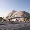 An artist’s impression of the planned Riverside Theatres redevelopment, viewed from Church Street in Parramatta.