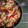 Gallo pinto – rice with beans and, in this variation, some hot peppers. 