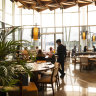 The plush dining room at Nobu Sydney has back harbour views and rich textures.