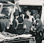 John Kapetanovski is loaded into the police helicopter.