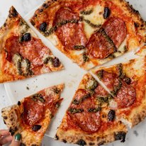 D.O.C’s soppressa pizza with pesto di casa.