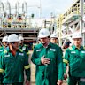 Anthony Albanese last week touring Jurong Island, Singapore’s oil hub.   