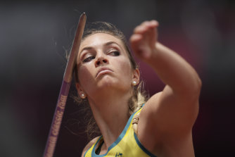 She left it late but Kelsey-Lee Barber has made it into the women’s javelin final.