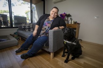Kelly Schulz says taxis will sometimes refuse to pick her up with her guide dog Velvet.