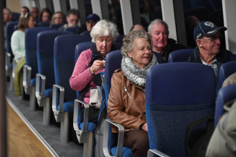 Passengers aboard the free trial ferry from Geelong to Docklands.