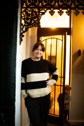 Charlotte Poulson and her son Louis at their home in St Kilda.