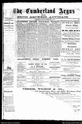 A piece of history: Front page of the Cumberland Argus on September 22, 1888.