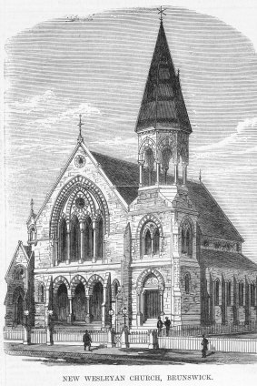 Brunswick’s Wesleyan Church depicted in 1873.
