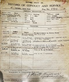 Jim Cairns’ police record.