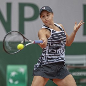 Power and poise: Barty's all-round game is working for her on what is not the Aussie's favoured surface.