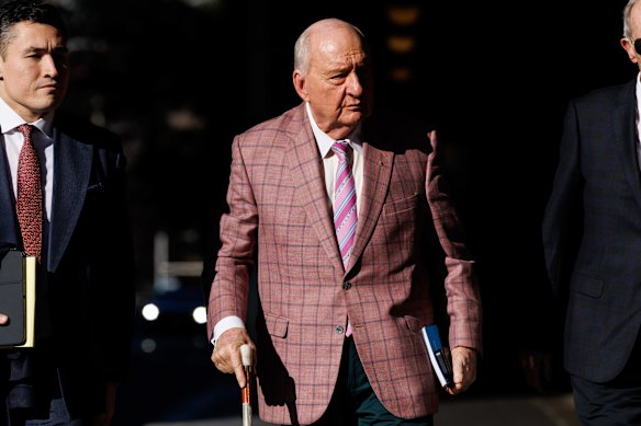 Alan Jones outside the Downing Centre Local Court on Thursday.