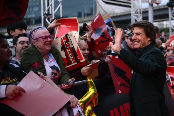 Cruise hitting the publicity trail hard at the premiere of his latest Mission Impossible film in Sydney.