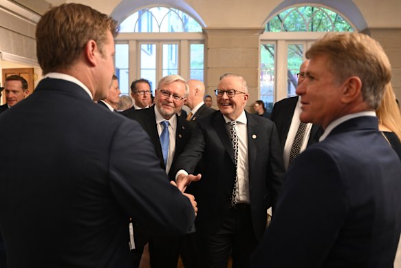Rudd and Prime Minister Anthony Albanese speak to members of US Congress.