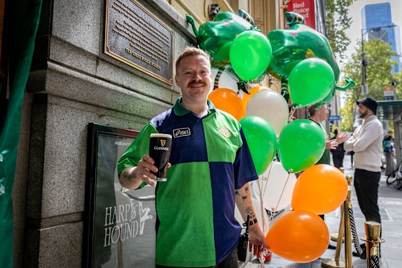 Publican Conor Wylie outside the new Harp and Hound.