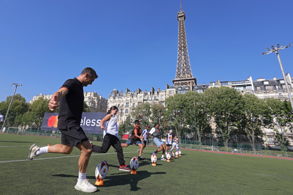 All Blacks great Dan Carter promoting the Rugby World Cup in Paris.