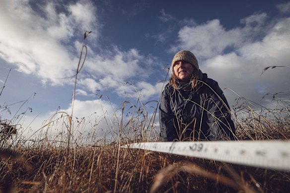 Glenelg Hopkins Catchment Management Authority senior biodiversity officer Aggie Stevenson at a native grassland near Hamilton. 