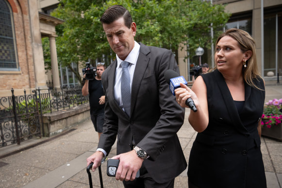 Former soldier Ben Robert-Smith departs court in Sydney.