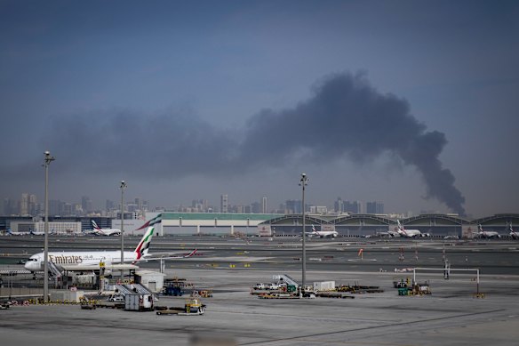 An Iranian strike which closed Dubai airport on March 1.