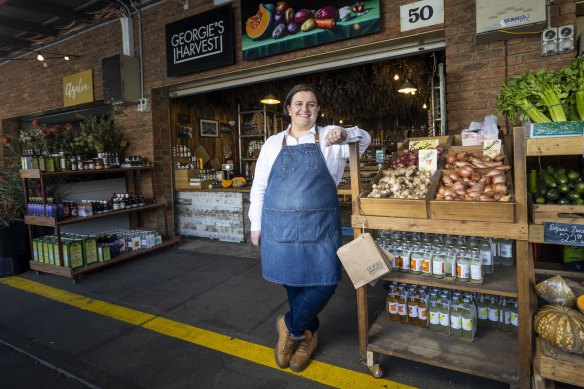 Georgie Dragwidge, owner of Georgie’s Harvest in South Melbourne Market, is running in the state seat of Albert Park.