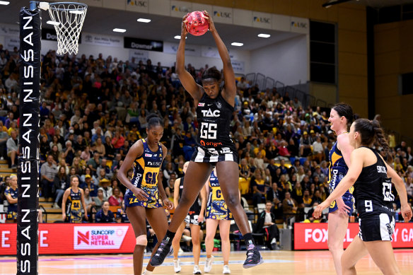 Goal shooter Shimona Nelson is a lethal part of the Magpies’ attack.