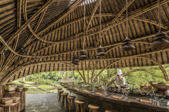 Sokasi is housed in a riverside bamboo pavilion.
