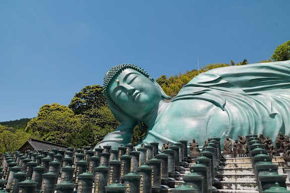 The reclining Great Buddha statue at  Nanzo-in Temple, near central Fukuoka, Japan. 