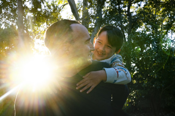 Caleb Taylor volunteers at his son Lachlan’s school in Lane Cove as the P&C president.