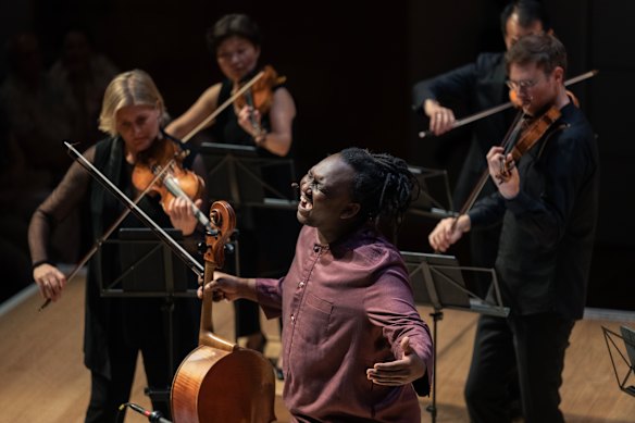 Abel Selaocoe performs with the Australian Chamber Orchestra.