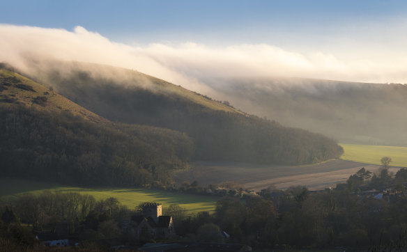 Fog rolling in over the South Downs in West Sussex. Alexandra Harris’ latest book is a love song to her home county.