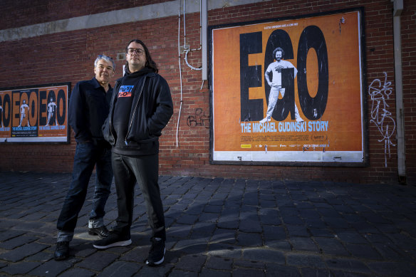 Director of Ego: The Michael Gudinski Story Paul Goldman (left) and now boss of the Mushroom Group Matt Gudinski.