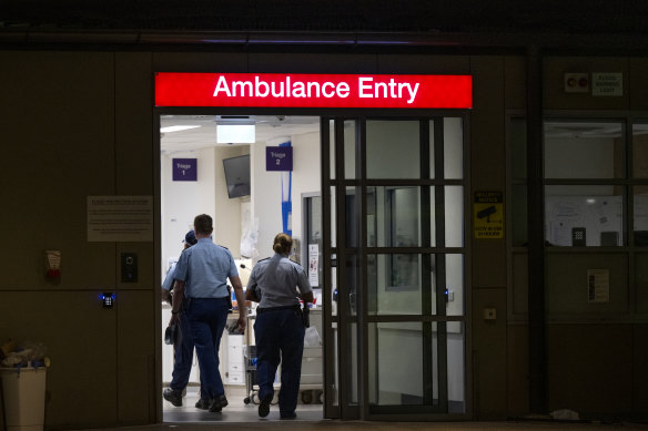 St Vincent’s Hospital on Saturday night after the Bondi Junction attack.