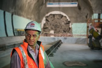 Transport Minister Andrew Constance in the tunnels for the new station on Friday.