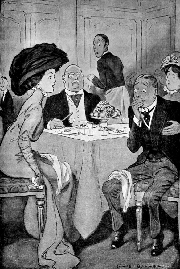 The perils of eating too quickly, illustrated in “Deportmental ditties: and other verses” in London in 1900.  