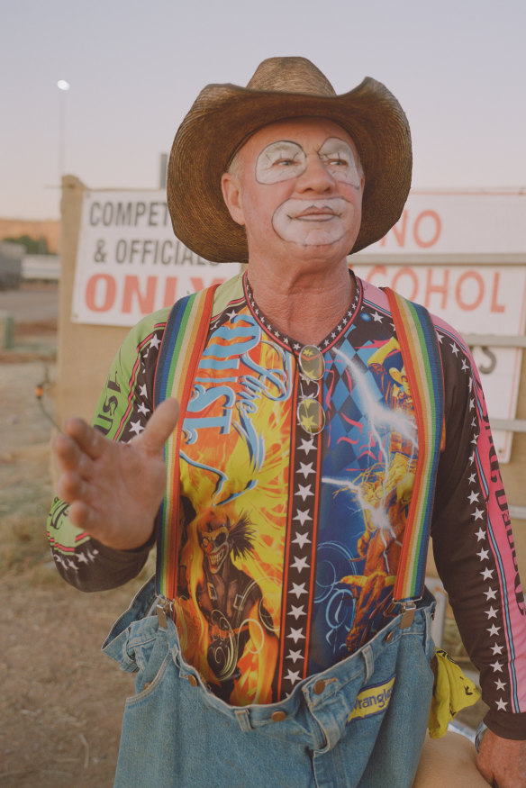“Big Al” Wilson, a former professional bull-rider, has been proudly clowning for 28 years:  “If someone comes off and breaks a leg, then we’re on. Send in the clowns!”