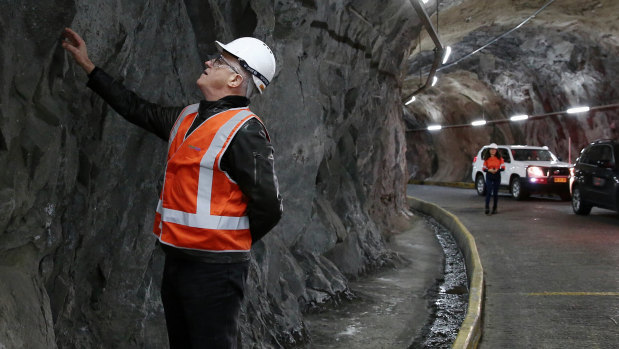 Prime Minister Malcolm Turnbull during his tour of the Snowy Hydro Tumut 2 power station during his visit to the Snowy Mountains region to give an update on Snowy Hydro 2.0.