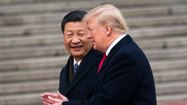 President Donald Trump with President Xi Jinping of China during a welcome ceremony in Beijing.