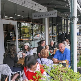 Outside the Carlton bakery.
