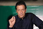 Pakistan’s former prime minister Imran Khan giving a press conference at his home in Lahore, Pakistan a few months before he was jailed in 2023.