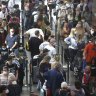 Domestic passengers faced long queues at Sydney Airport early on Saturday afternoon.