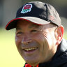 Eddie Jones laughing at England training in Perth.