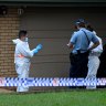 NSW Police forensic and police officers at the home on Jamieson Ave in Baulkham Hills where three children and a woman were stabbed and a crime scene has been established. Baulkham Hills, NSW. March 31, 2025. Photo: Kate Geraghty