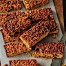 Coconut and sour-cherry flapjacks.
