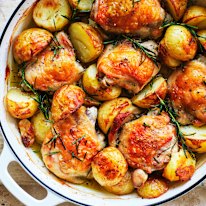 Adam Liaw’s one-pan rosemary chicken and potatoes.