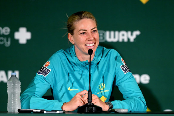 Alanna Kennedy speaks to the media on Friday.