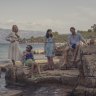 Jemima Kirke, Sasha Lane, Alison Oliver, and Joe Alwyn in Conversations with Friends.