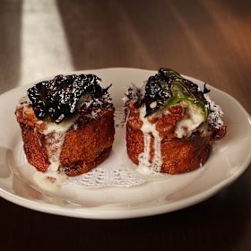 Yorkshire pudding with padron peppers.