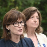 Health Minister Mary-Anne Thomas unveiling the government’s proposed changes on Thursday alongside Dying with Dignity Victoria president Jane Morris. 